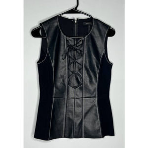 BCBGMaxAzria Kya Black Faux-Leather Top Size XS